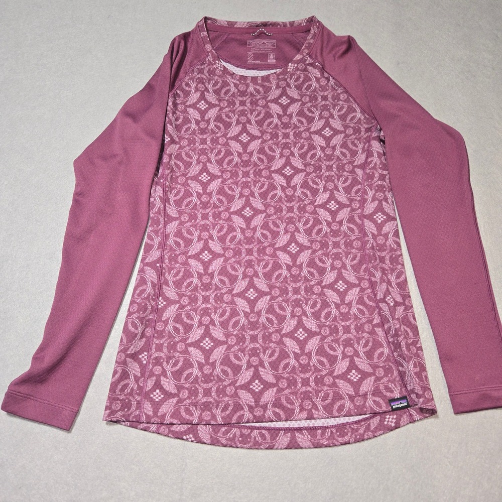 Patagonia‎ Capilene Midweight Baselayer Womens Small Mauve Floral Long Sleeve